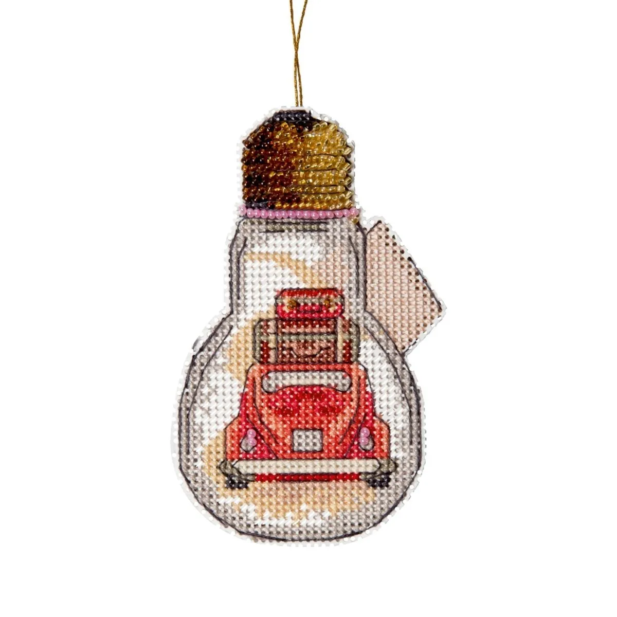 RED CAR "Travel series", Counted Cross-Stitch Kit, 14 count plastic canvas, size 6 x 11 cm, CRYSTAL ART (T-84)