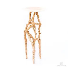 RONNIE DRINK TABLE <br><br>TRANSLUCENT ONYX<br>POLISHED BRONZE