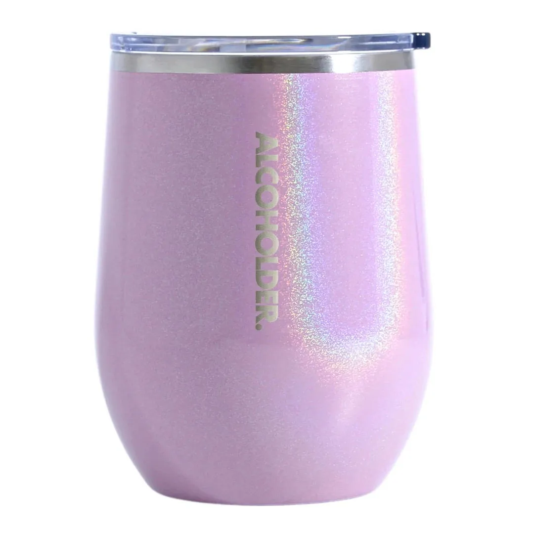 Stemless Vacuum Insulated Wine Tumbler in Glitter Pink- 355ML