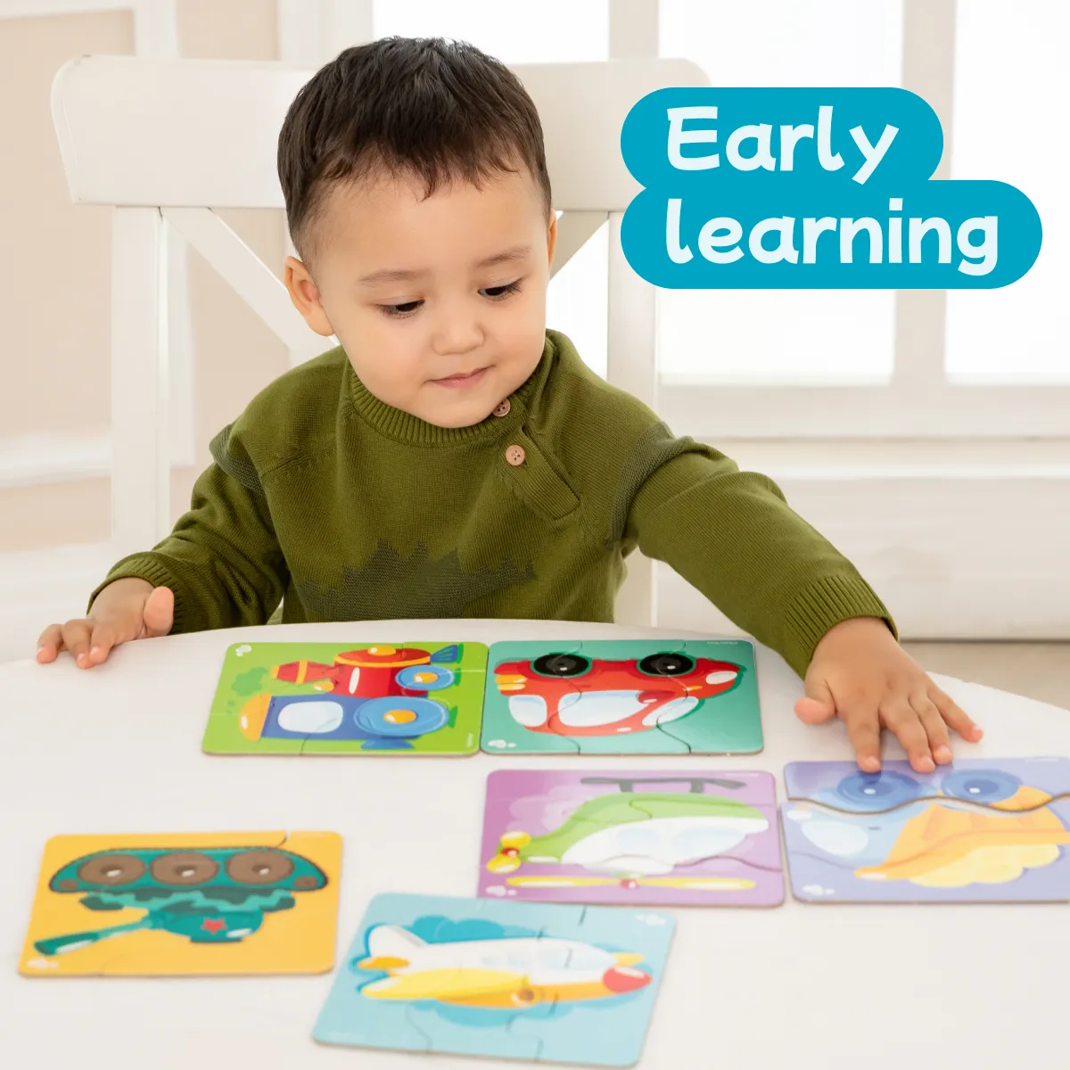 Toddler Puzzles for 2  Years - Zigzag Transport Double Jigsaw - Montessori Toys - Colorful, Creative, Educational