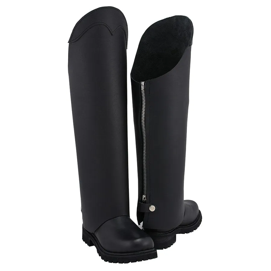 Unisex Tall Leather Half Chaps w/ Back Zipper