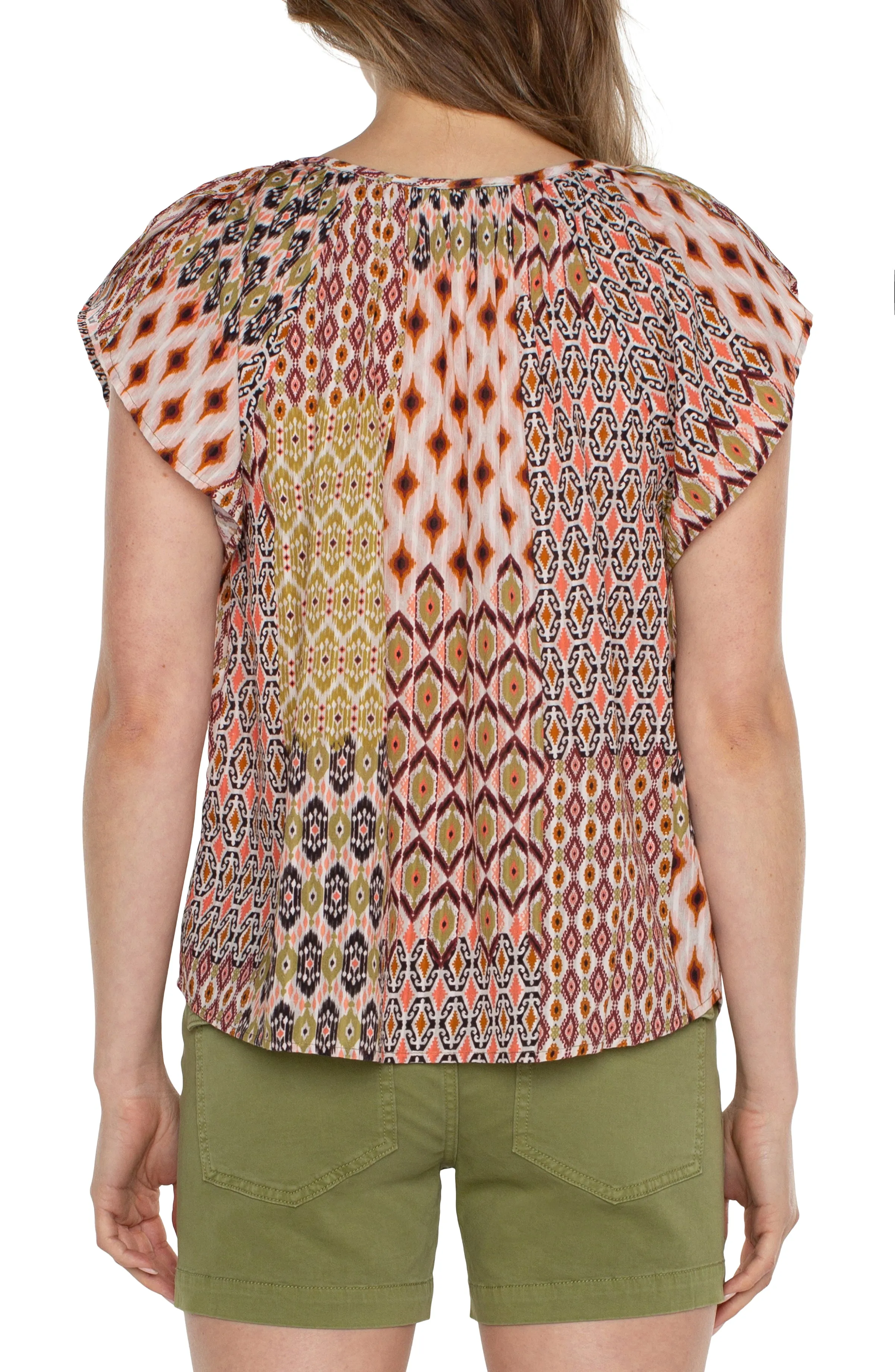 WOVEN TOP WITH FRONT TIE